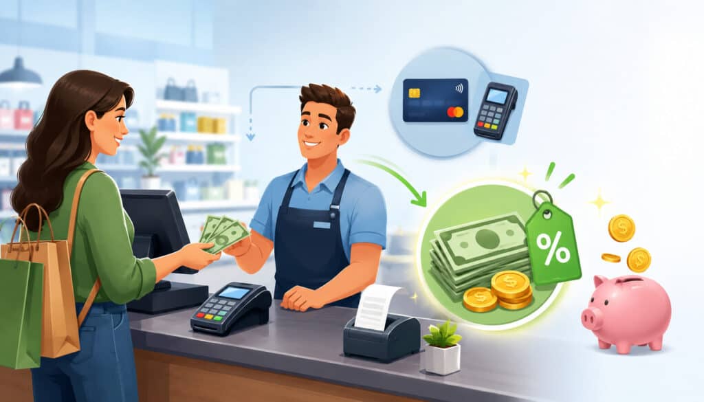 Cash discount at retail checkout