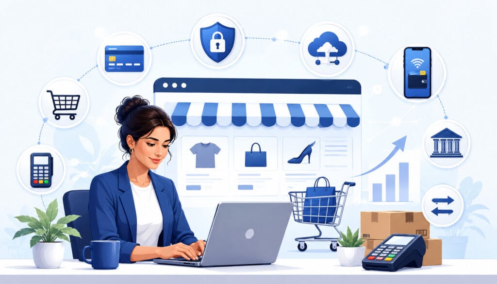 Business owner using a secure payment gateway for online transactions